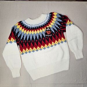 Vintage Lillunn Bold Fair Isle Norse Hand Knit Wool Pullover Long Sleeve Sweater